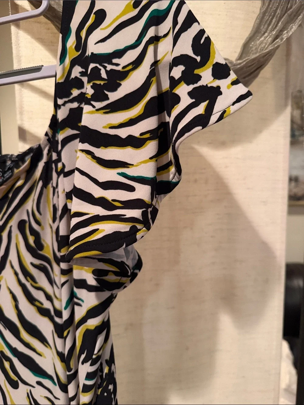 Attitudes Zebra-Print Maxi Dress with Black, Green & Yellow Accent